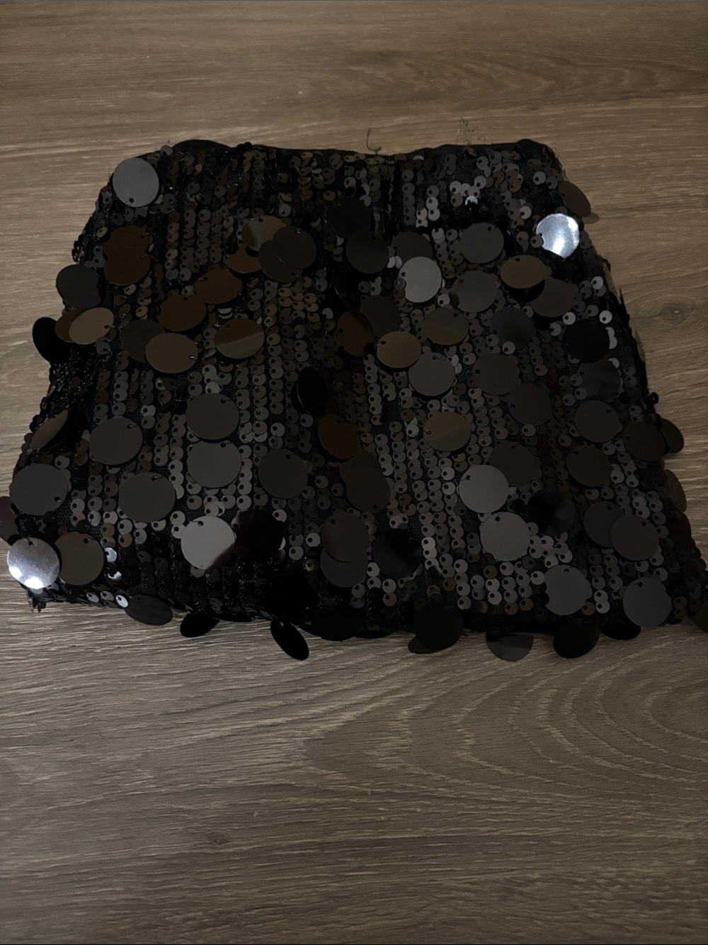 SHEIN Black Sequin Mini Skirt with Large Discs